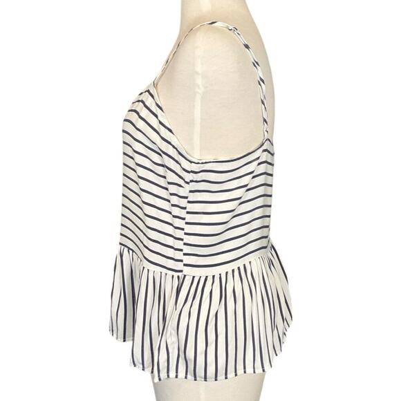 Cupcakes and Cashmere Peplum Tank Top Size Large Blue White Striped Casual - Picture 4 of 9